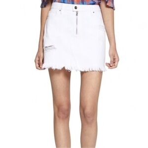 Sanctuary Women’s White Frayed Denim Mini Skirt – Size 12